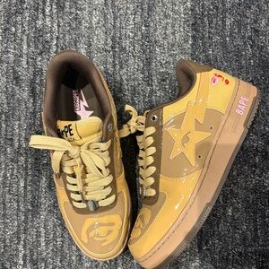 Bape Golden Brown Sneakers with Star Design